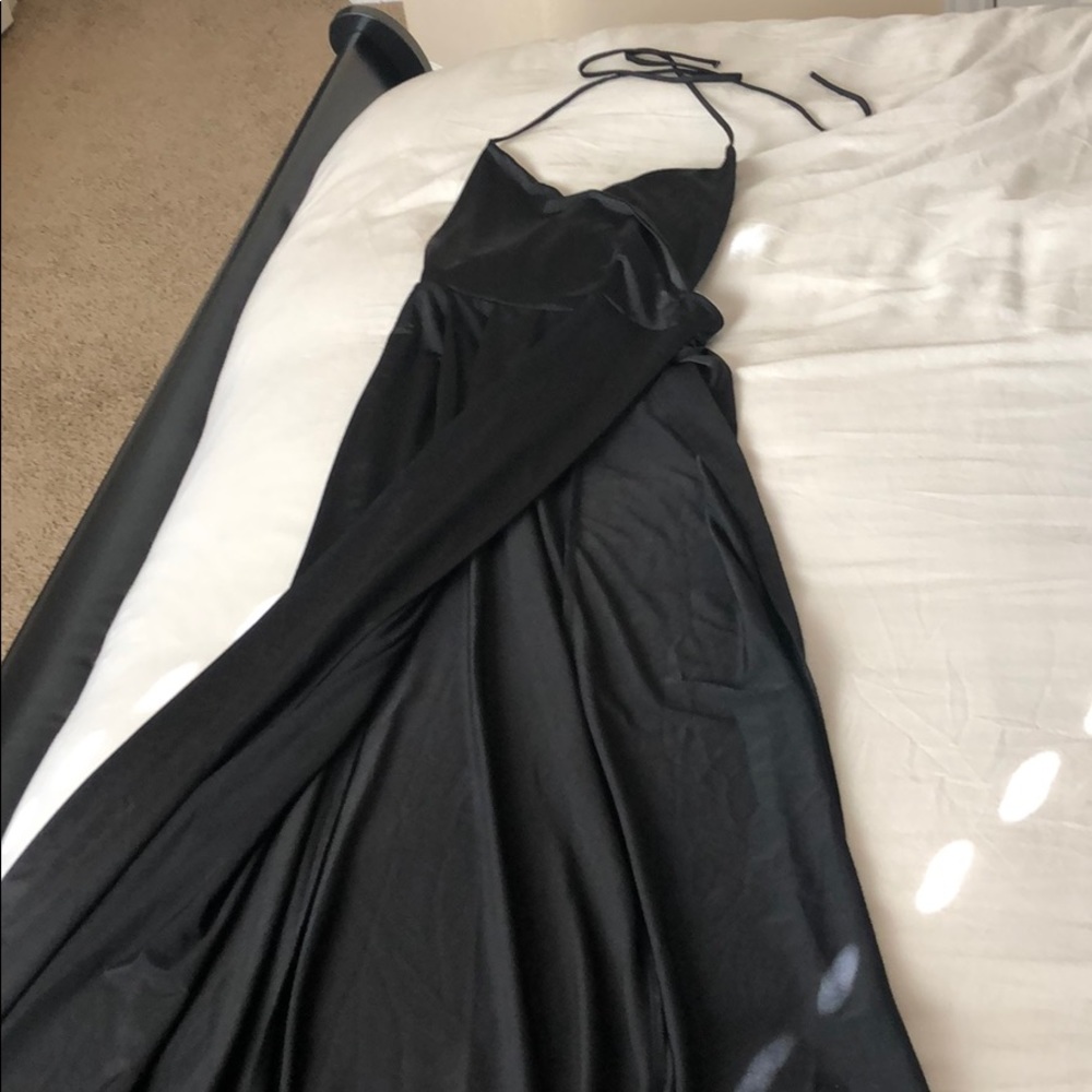 Long black halter dress